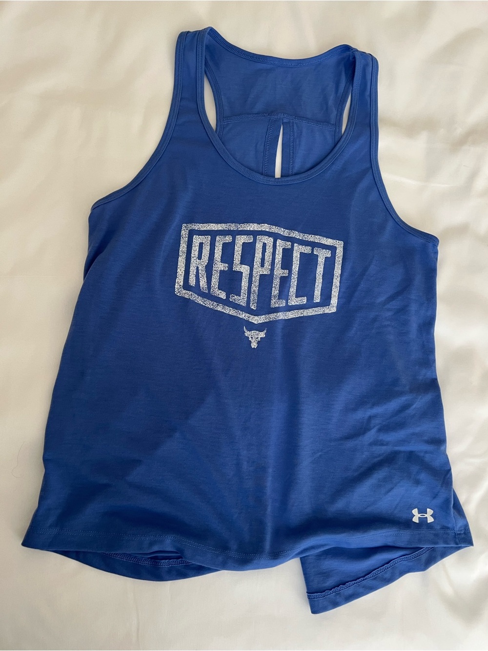 Project Rock Collection Under Armour Women’s Royal Blue 'RESPECT' Racerback Tank